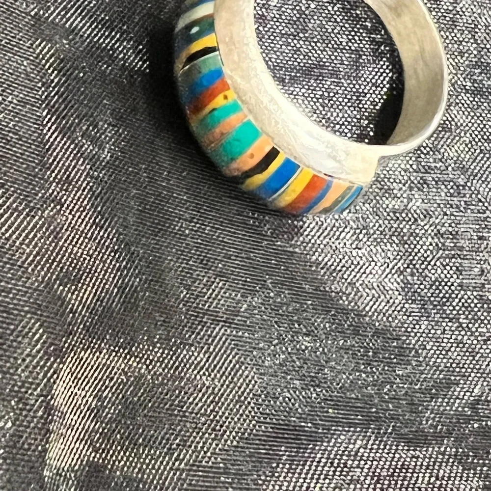 RARE…Rainbow Casillica Sterling Silver Band - Picture 4 of 6